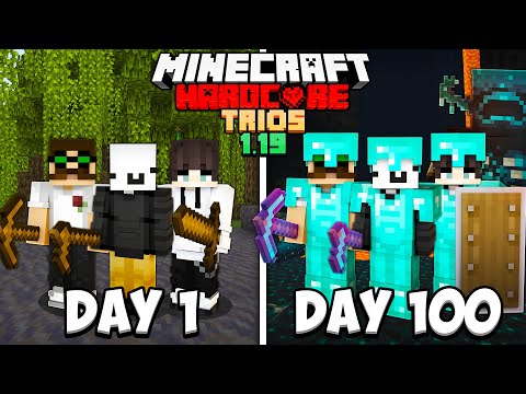WE Survived 100 Days in 1.19 Minecraft Hardcore THE WILD UPDATE TRIOS... Here's What Happened