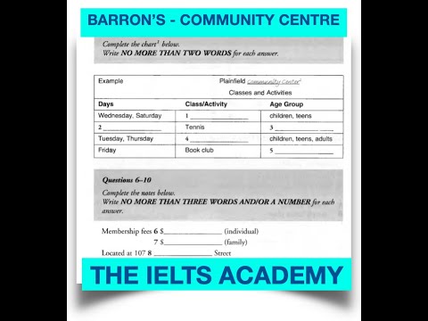BARRON'S COMMUNITY CENTRE - LISTENING TEST (HD) LEVEL - ADVANCE