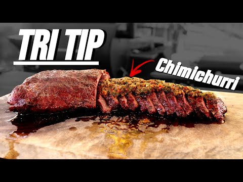 EASY Tri Tip Steak SMOKED on A Pellet Grill With CHIMICHURRI