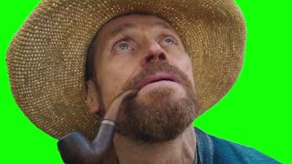 Willem Dafoe looking up green screen