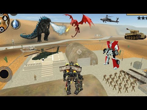 Vegas Crime Simulator (Transformer Attack Born Robot Car) Godzilla Frozen Huge Dragon - Gameplay HD