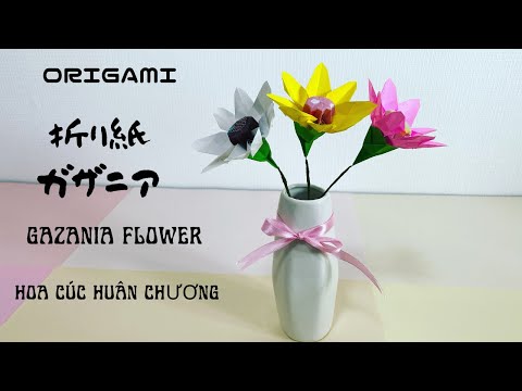 How to make Paper Gazanias #origami #handmade #DIY #tabledecoration #origamikawaiichannel
