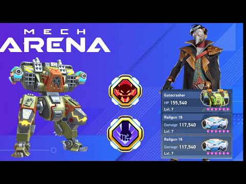 New Mech Gatecrasher with Railgun 16⚡New ability⚡New Poilt⚡19 Kills⚡Godlike⚡Mech Arena