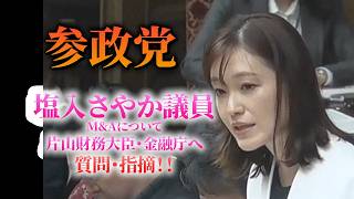 #参政党 ＃塩入さやか議員＃片山財務大臣・金融庁へ質問＃M&Aについて＃政治＃ニュース
