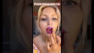 Pretty Purple Holographic Lip 💜 #shorts #makeup #beauty #tutorial #lipstick #makeuptutorial