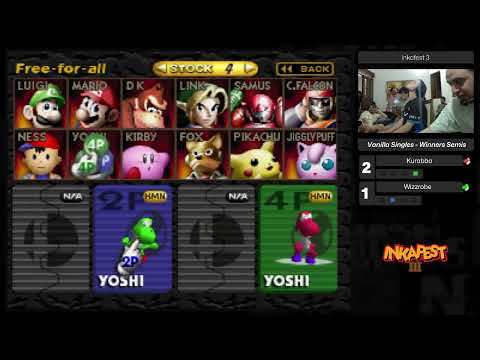 Inkafest 3 Winners Semi-Finals Kurabba (Red Yoshi) vs Wizzrobe (Green Yoshi) Smash 64 SSB64