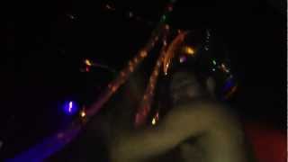 Go Go boy Quinn Jaxon dancing energetically at Primetime at Circus with Gustavo Scorpio & Casey Alva