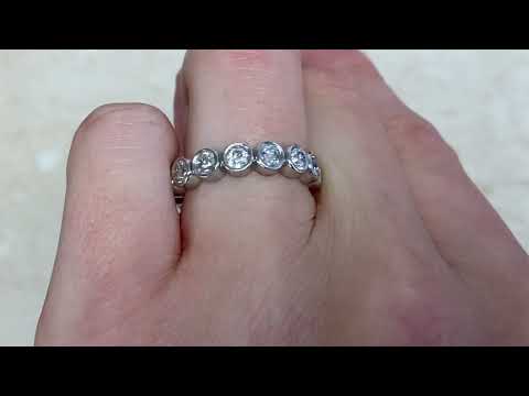 Old European Cut Diamonds And Platinum Eternity Band - Lancaster Band - Hand Video