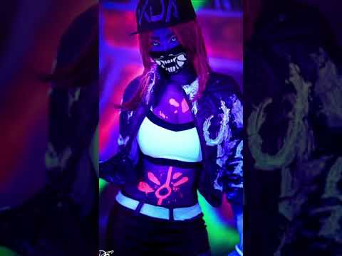KDA Akali Neon Cosplay Photoshoot League of Legends #shorts
