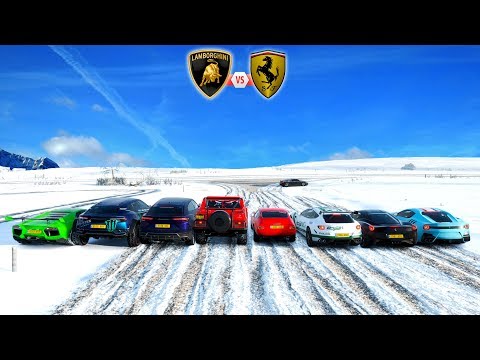 LAMBORGHINI VERSUS FERRARI NO ARREMESSO SEM FREIO - FORZA HORIZON 4 - GAMEPLAY