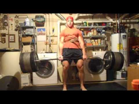 815 Pound Deadlift Almost @ 233 Bodyweight, 700 lb. 18" Box Squat + bands (age 20)