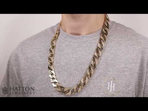 9ct Yellow Gold Solid Patterned Heavy Square Curb Chain - 28.25"