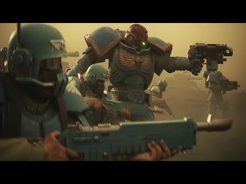 WARHAMMER 40K Astra Militarum vs Ork Army Battle Scene Cinematic 4K