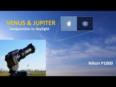 JUPITER and VENUS - very close conjunction in daylight! NIKON P1000 - zooming in on planets