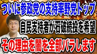 【ついに参政党が支持率トップ❗️】躍進を続ける裏で石破総理の「続投」を希望する自民支持者が急増する本当の理由とは！？