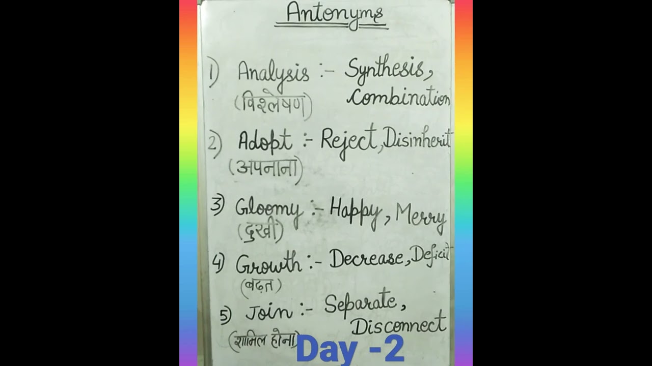 5 Antonyms in English #Day2 #englishgrammar