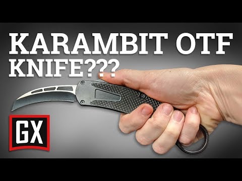Karambit OTF-102 Black Carbon Fiber OTF Knife -  Two-Tone Plain