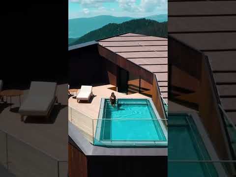 How epic is this rooftop pool in the Dolomites! 💦🌲