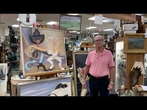 Original artwork at Gannons Antiques Large Signed Alvaro Guillot 33” X 25” Dali Penthouse Erotic Art