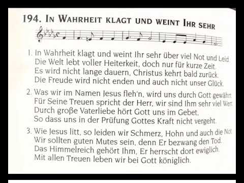 Hino CCB 194 em Alemão - In Wahrheit Klagt und Weint Ihr Sehr (CKD)