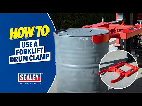 Part of a video titled How to Use a Forklift Drum Clamp - DG02 - YouTube