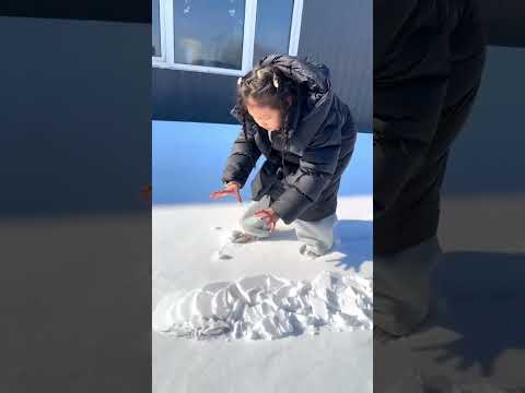 Девочке было трудно что-либо разглядеть на снегу. В снегу появилось опасное животное. #shorts #viral