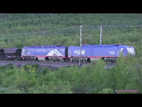 LKAB Malmtåg Kiruna Sweden 19 Augusti 2020. Iron ore trains with IORE locomotives Kiruna, Sweden.