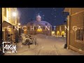 Enchanting Night Walk With Soft Snowfall Old Town Porvoo Finland 4K
