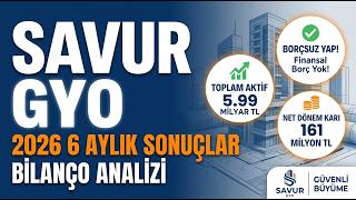 Savur GYO 2026/6 Aylık Bilanço Analizi | Borçsuz Yapı ve Güçlü Nakit P