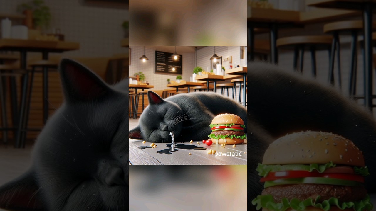 kitten fainted from eating a poisoned burger #cat #cute #catlover #poorcat #funny #shorts #kitten