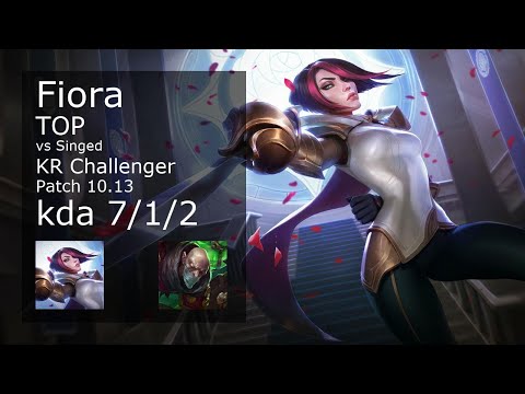 Fiora Top vs Singed - KR Challenger 7/1/2 Patch 10.13 Gameplay // [롤] 피오라 vs 신지드 탑