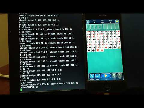 automatic game play - freecell (mobilityware) on ios - python bot - YouTube