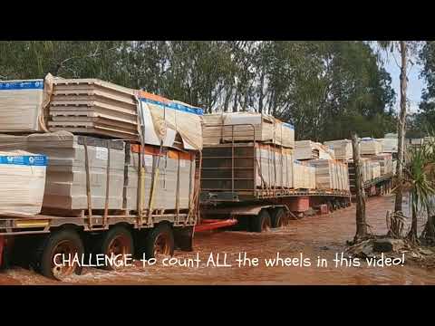 Unbelievably Long Monster Road Train at a river crossing in remote Australia