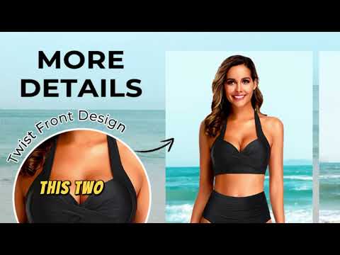 Tempt Me Women Two Piece Vintage Swimsuit | Retro Halter Ruched High Waist Bikini for Summer 2024"