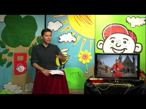 Presentator Odin Westen bij Bert Buis kinder tv