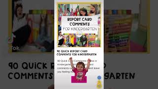 Report Card Comments For Kindergarten