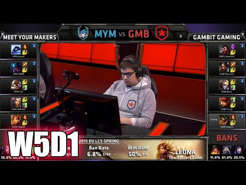 MeetYourMakers vs Gambit | S5 EU LCS Spring 2015 Week 5 Day 1 | MYM vs GMB W5D1G4 VOD 60FPS