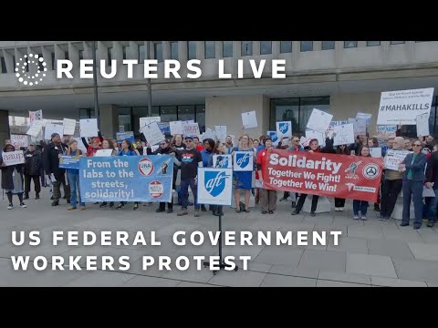 LIVE: US government employee unions protest outside HHS
