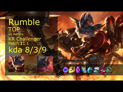 Rumble vs Aatrox Top - KR Challenger 8/3/9 Patch 11.1 Gameplay // [롤] 럼블 vs 아트록스 탑