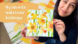 My favorite Watercolor Technique, Painting daffodils in Watercolor