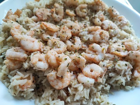 Arroz con gambas al ajillo