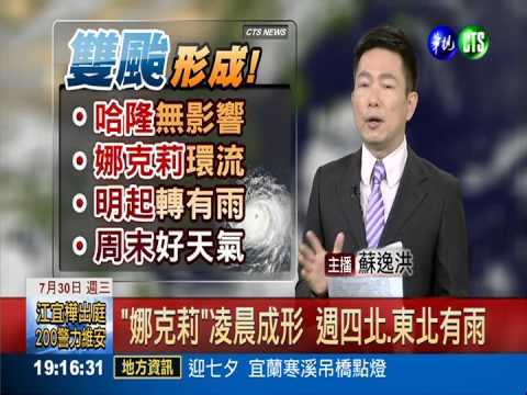"娜克莉"凌晨成形 週四北.東北有雨
