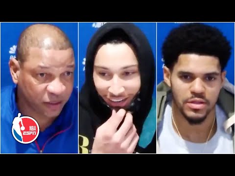 Ben Simmons scores 42-points playing center: Doc Rivers, Tobias Harris and Ben react | NBA on ESPN
