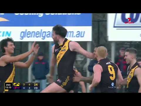 Rd 16 Hostplus SANFL Snapshot - Glenelg's Liam McBean bounces one over the top