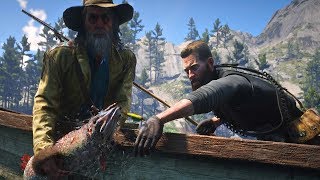 Red Dead Redemption 2 - Arthur & Veteran Catch Huge Legendary Fish Mission (RDR2 2018) PS4 Pro