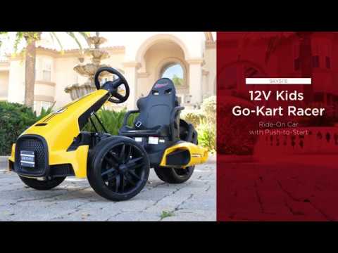 SKY4552/5115 12V Kids Go-Kart Ride-On Car w/Push-to-Start, Foot Pedal, 2 Speeds, Spring Suspension