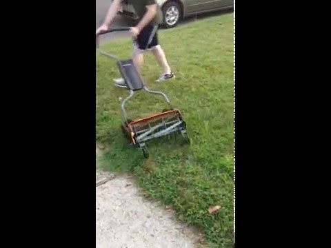 Fiskars StaySharp Max Reel Mower in Thick Grass