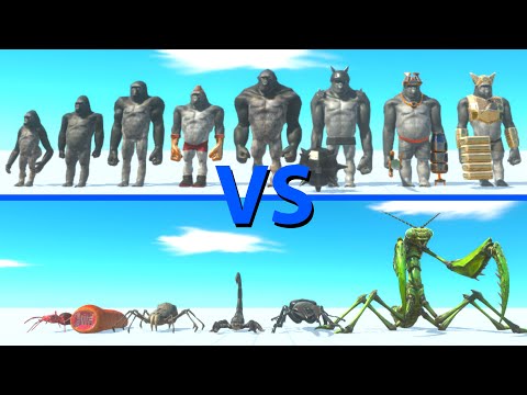 MUTANT PRIMATES Team vs GIANT INVERTEBRATES Team - Animal Revolt Battle Simulator