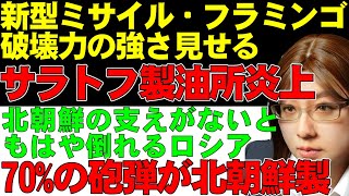 【ウクライナ情勢】ウクライナの新型巡航ミサイル「フラミンゴ」の大爆発映像。サラトフ製油所は攻撃で炎上。ロシア軍は北朝鮮の支えが必要な依存状態。ロシアの砲弾、北朝鮮製が70%。