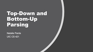 Top-Down and Bottom-Up Parsing